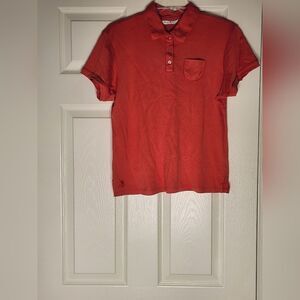 Tommy Bahama L(12/14) ScarlettRed Shrtslv Pocket SILKBlend Women Top Polo Shirt